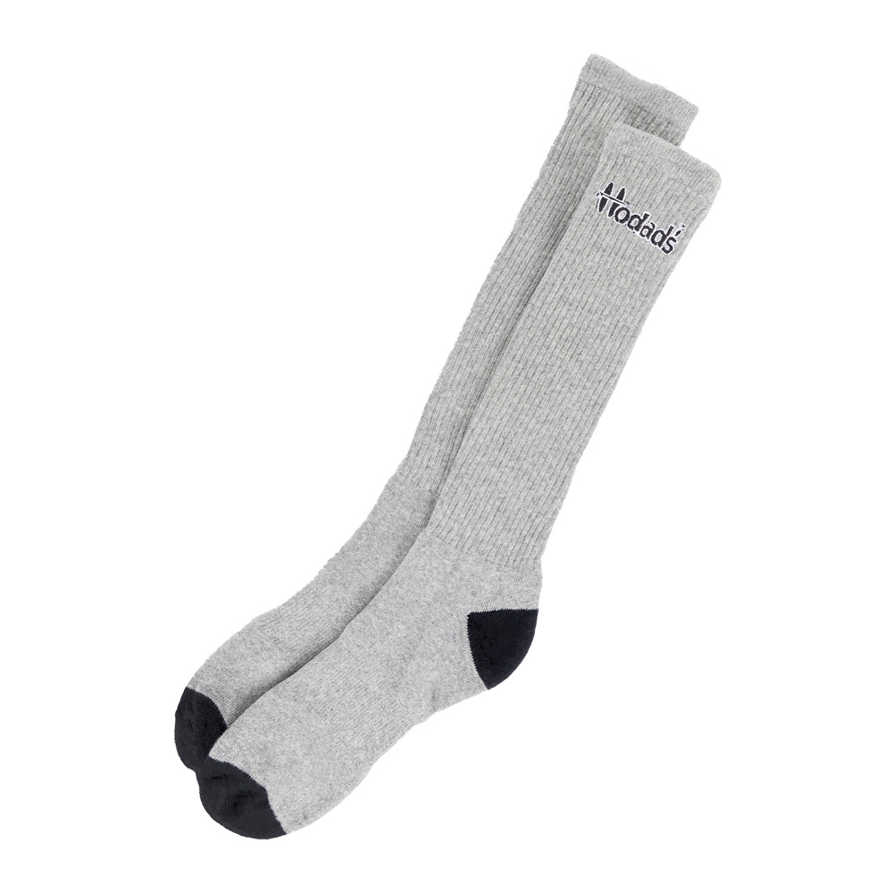 Heathered Gym Sock with Toe & heel accents in Back with an Embroidered Black Hodad’s Letter Logo