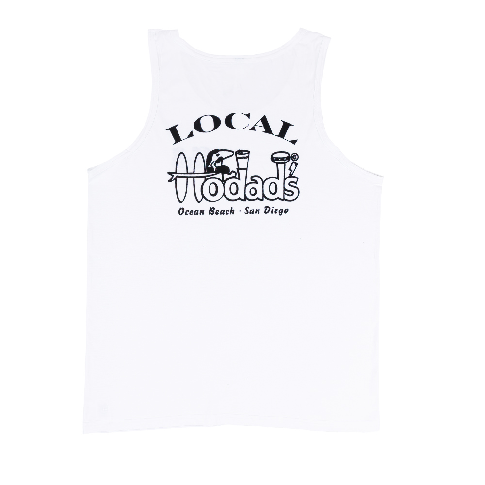 White tank with Hodad's Logo and LOCAL tagline